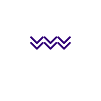 a purple wavy logo on a black background